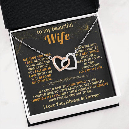 To My Wife Necklace - Loving Jewelry from Husband for Birthday, Valentine’s Day & Holidays - Interlocking Hearts Necklace