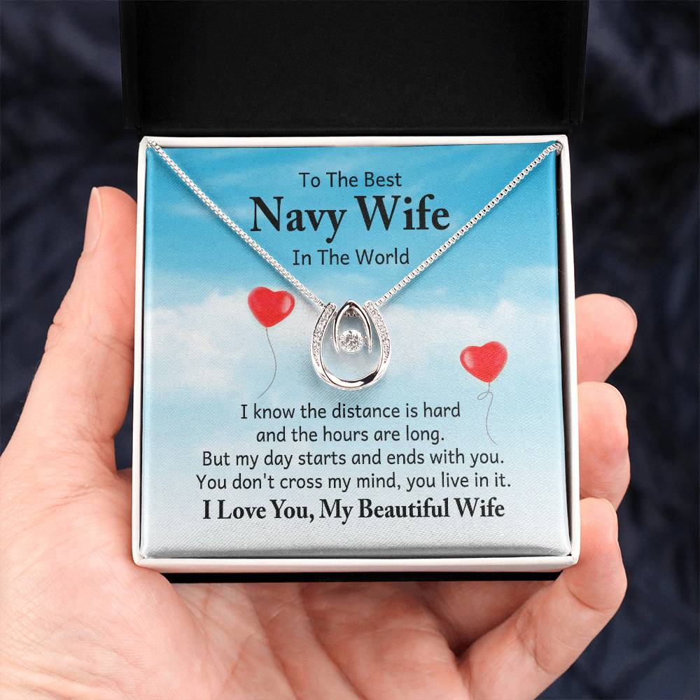 To My Navy Wife Necklace - Romantic Jewelry for Valentine’s Day & Anniversaries - Lucky In Love Necklace