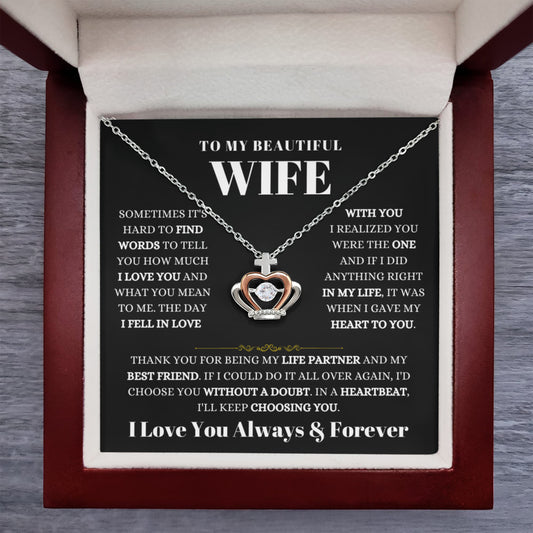 To My Wife Necklace - Soulmate Jewelry Gift from Husband for Birthday, Anniversary & Valentine’s Day - Crown Pendant Necklace