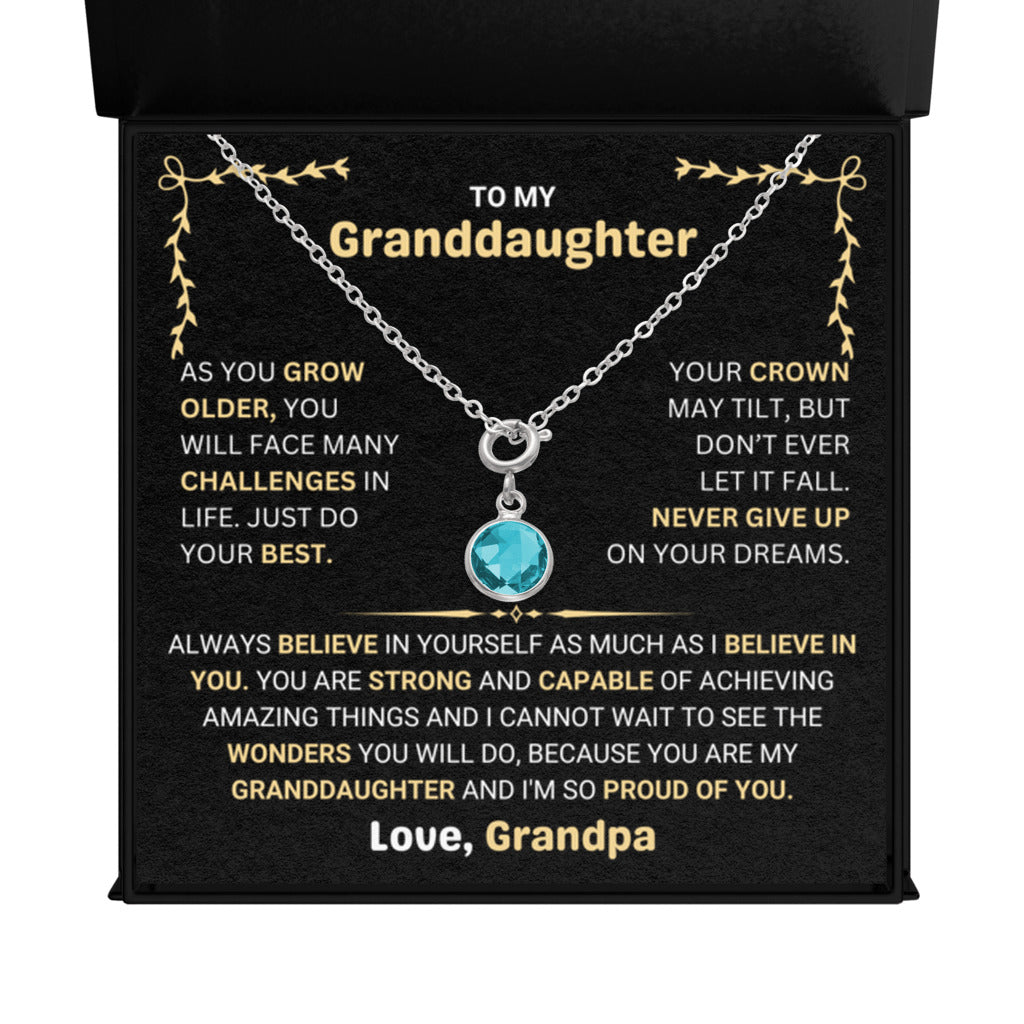 December Birthstone Necklace gift for Granddaughter from Grandpa