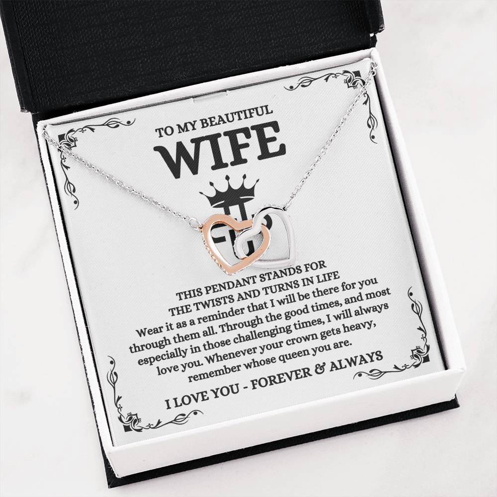 To My Wife Necklace - Emotional Valentine’s Day Gift from Husband - Interlocking Hearts Necklace