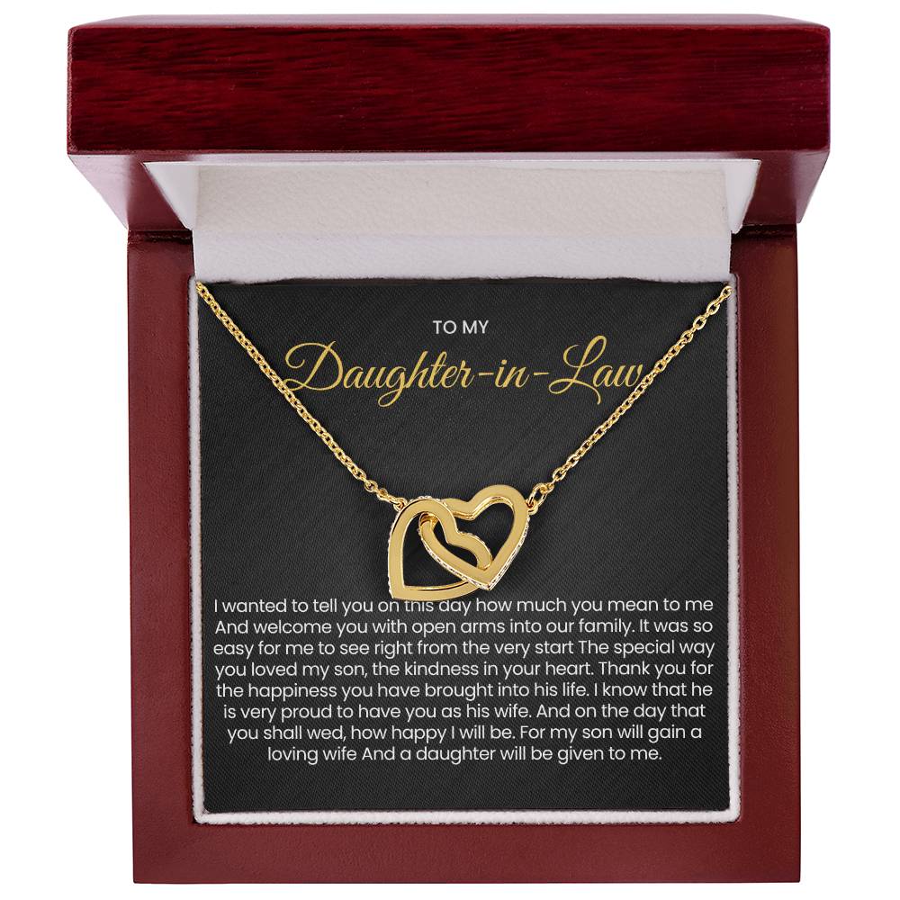To My Daughter In Law - Interlocking Hearts Necklace - Gift for Daughter in Law