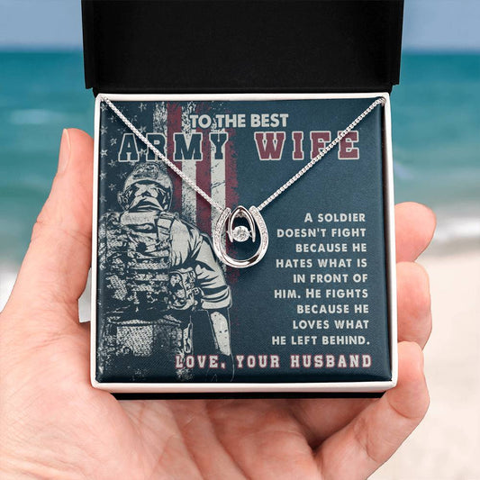 Gift for Army Wife - Heartfelt Jewelry from Husband for Birthday, Anniversary, Valentine’s Day, Christmas - Lucky In Love Necklace