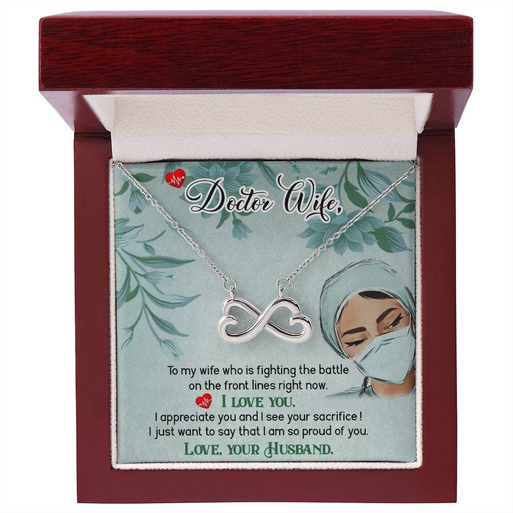 To My Beautiful Doctor Wife Necklace - Romantic Everyday Jewelry Gift from Husband for Birthday, Valentine’s Day & Just Because - Endless Love Necklace