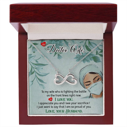 To My Beautiful Doctor Wife Necklace - Romantic Everyday Jewelry Gift from Husband for Birthday, Valentine’s Day & Just Because - Endless Love Necklace