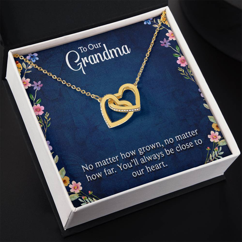To Our Grandma - You will always be close to our heart - Gift for Grandmother - Interlocking Hearts Necklace
