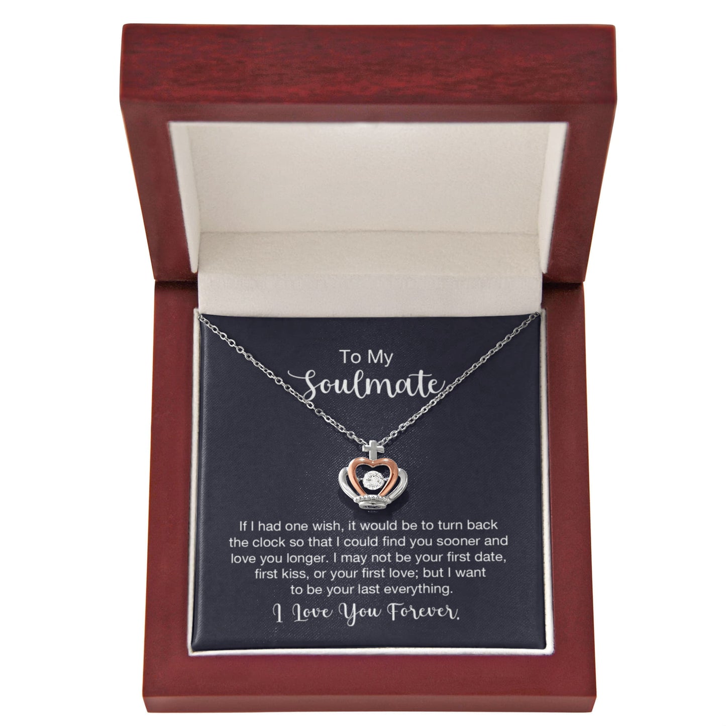 To My Soulmate Necklace - Soulmate Jewelry for Valentine’s Day & Gifts for Her - Crown Pendant Necklace