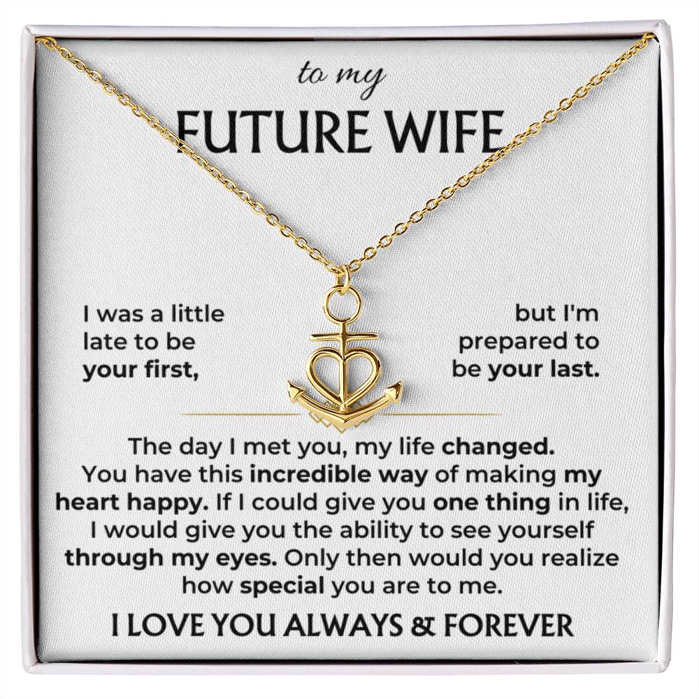 Future Wife Necklace - Romantic Jewelry Gift for Girlfriend for Valentine’s Day, Birthday & Proposal Celebrations - Anchor Pendant Necklace