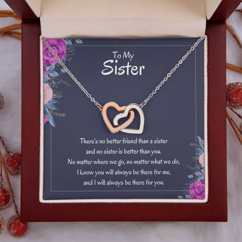 Heartfelt Sister Gift - There's no better friend than a sister - Interlocking Hearts Necklace