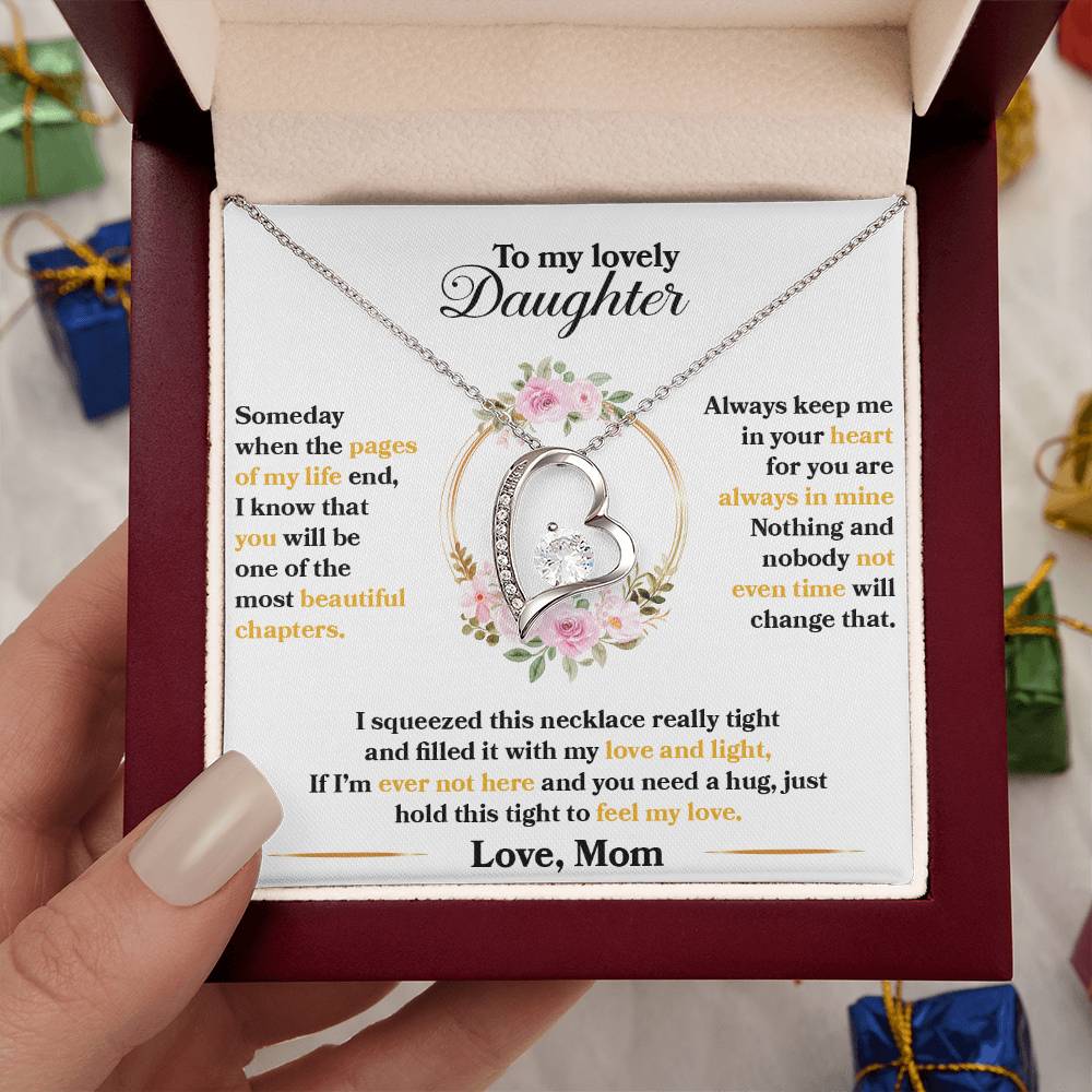 To My Lovely Daughter Necklace - Always keep me in your heart - Gift for Daughter from Mom - Forever Love Necklace