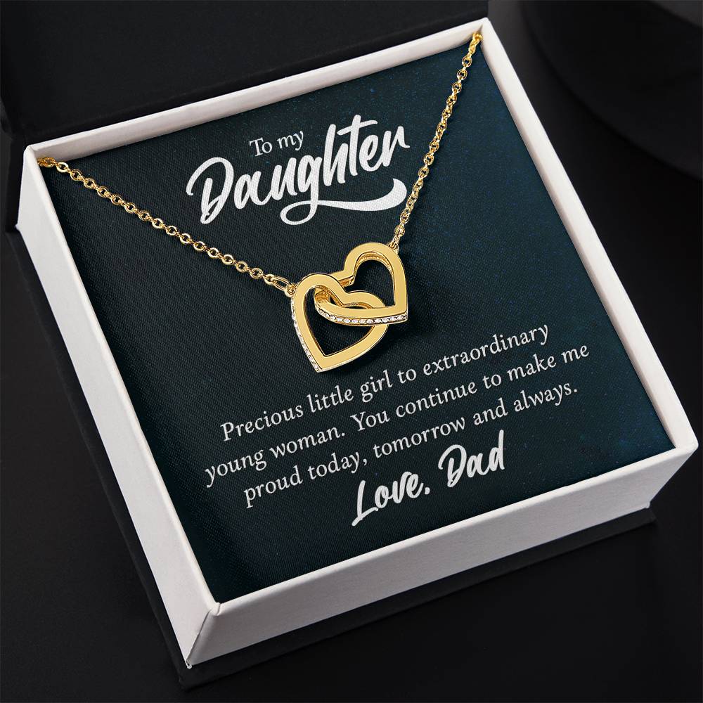To My Daughter Necklace - Best Proud Dad Jewelry Gift for Daughter’s Special Days & Celebrations - Interlocking Hearts Necklace