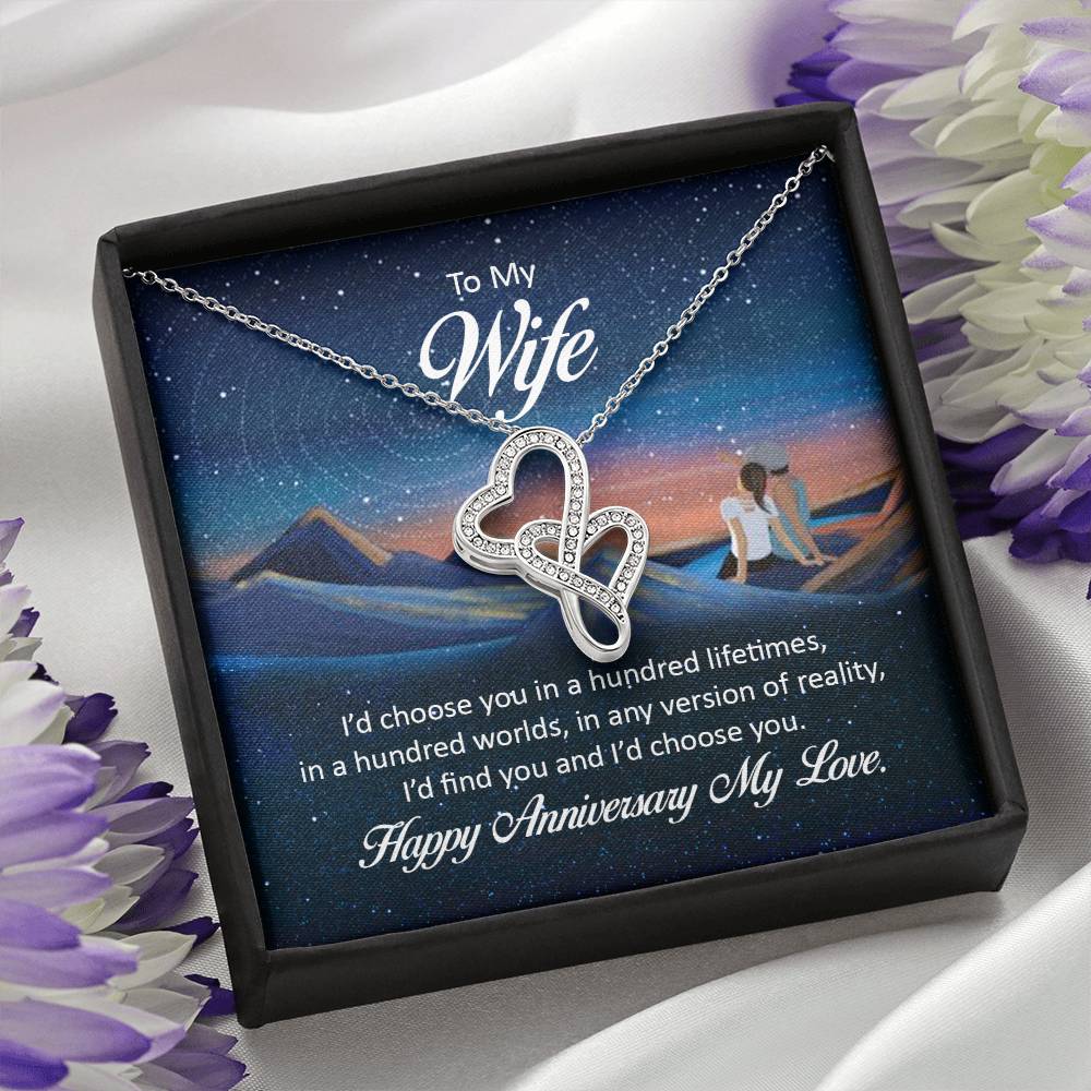 Anniversary Gift for Wife from Husband - Sweet Romantic Jewelry for Valentine’s Day - Heart-to-heart Pendant Necklace
