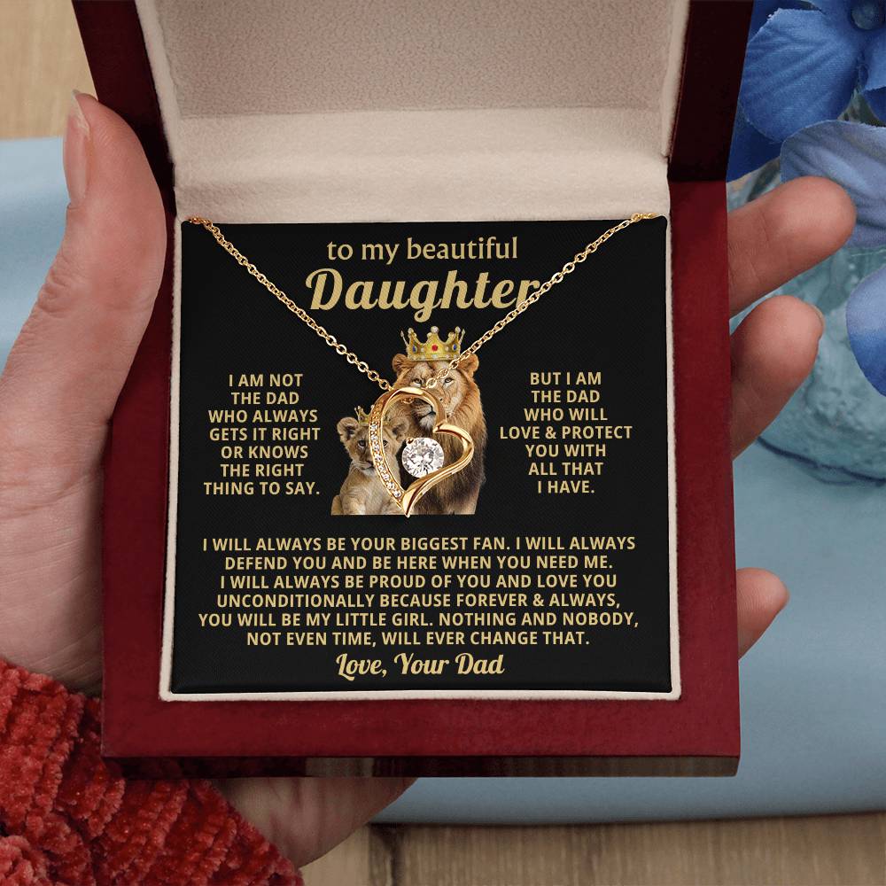To My Daughter - I am not the dad who always gets it right - Daughter Gift from Dad - Forever Love Necklace