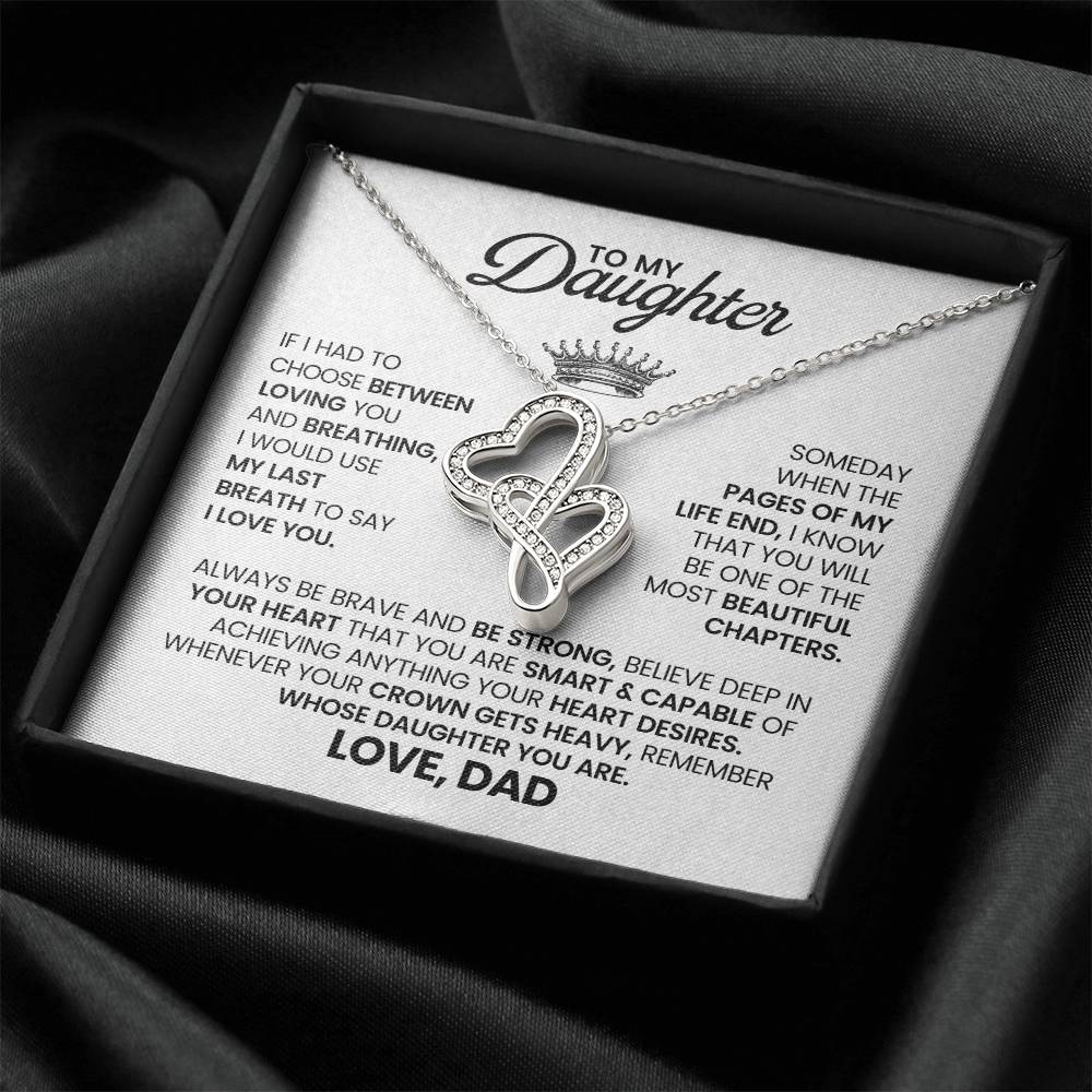 To My Daughter Necklace - Heartfelt Christmas Surprise from Daddy - Heart-to-heart Pendant Necklace