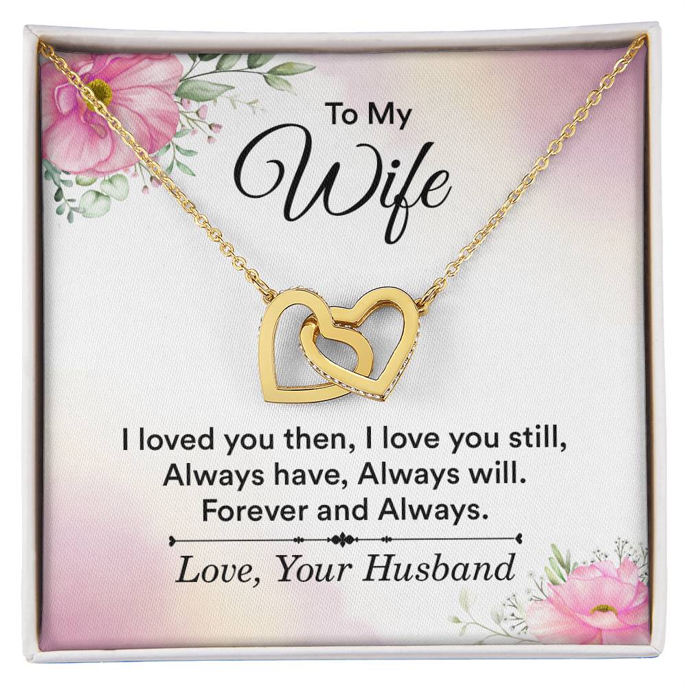 To My Wife Necklace - Emotional Jewelry for Wife from Husband to Celebrate Love on Valentine’s Day & Beyond - Interlocking Hearts Necklace