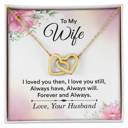 To My Wife Necklace - Emotional Jewelry for Wife from Husband to Celebrate Love on Valentine’s Day & Beyond - Interlocking Hearts Necklace