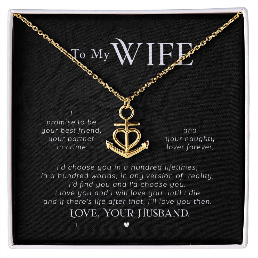 To My Wife Necklace - Emotional Jewelry Gift for Wife from Husband to Celebrate Love Every Day - Anchor Pendant Necklace
