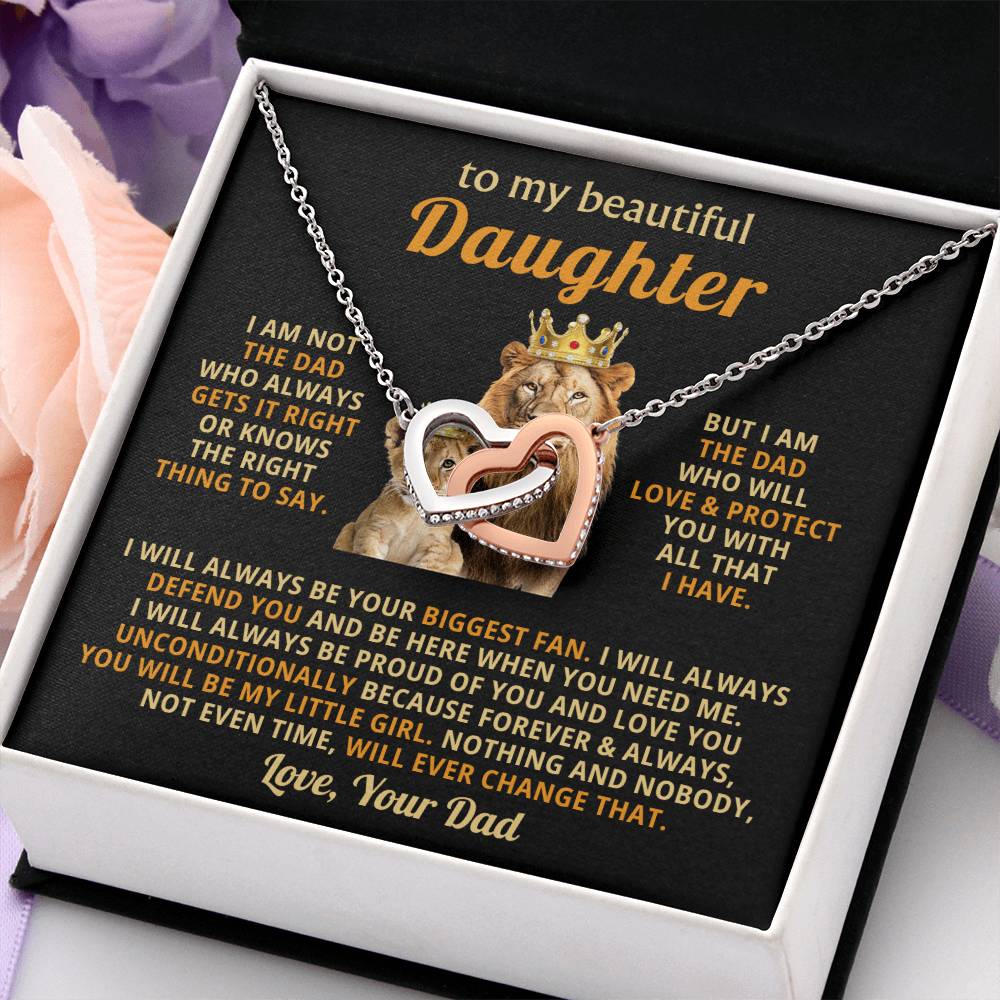 To My Beautiful Daughter Necklace – Daughter Christmas Graduation Jewelry Gift – Interlocking Hearts Necklace