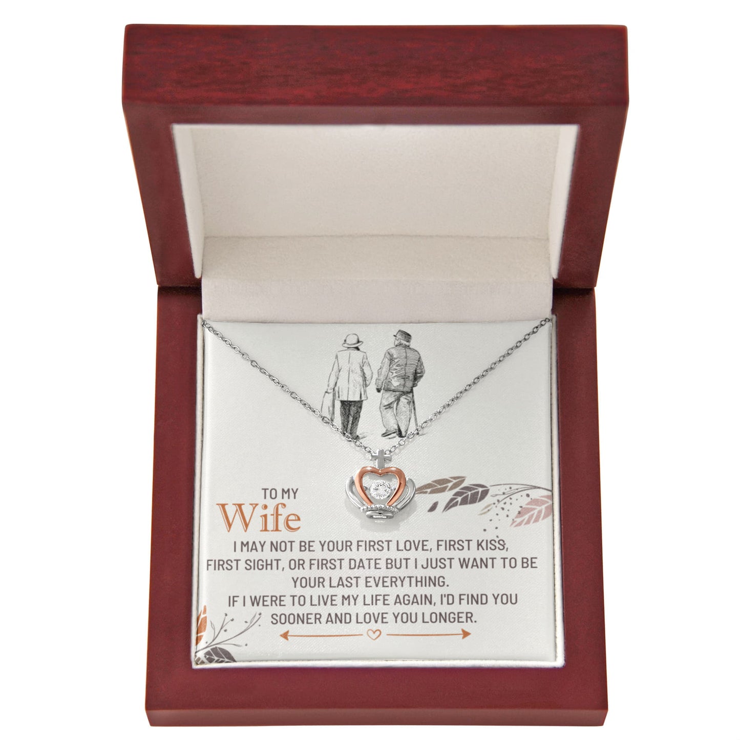 To My Wife Necklace - Forever Love Jewelry Gift from Husband for Birthday, Anniversary & Valentine’s Day - Crown Pendant Necklace
