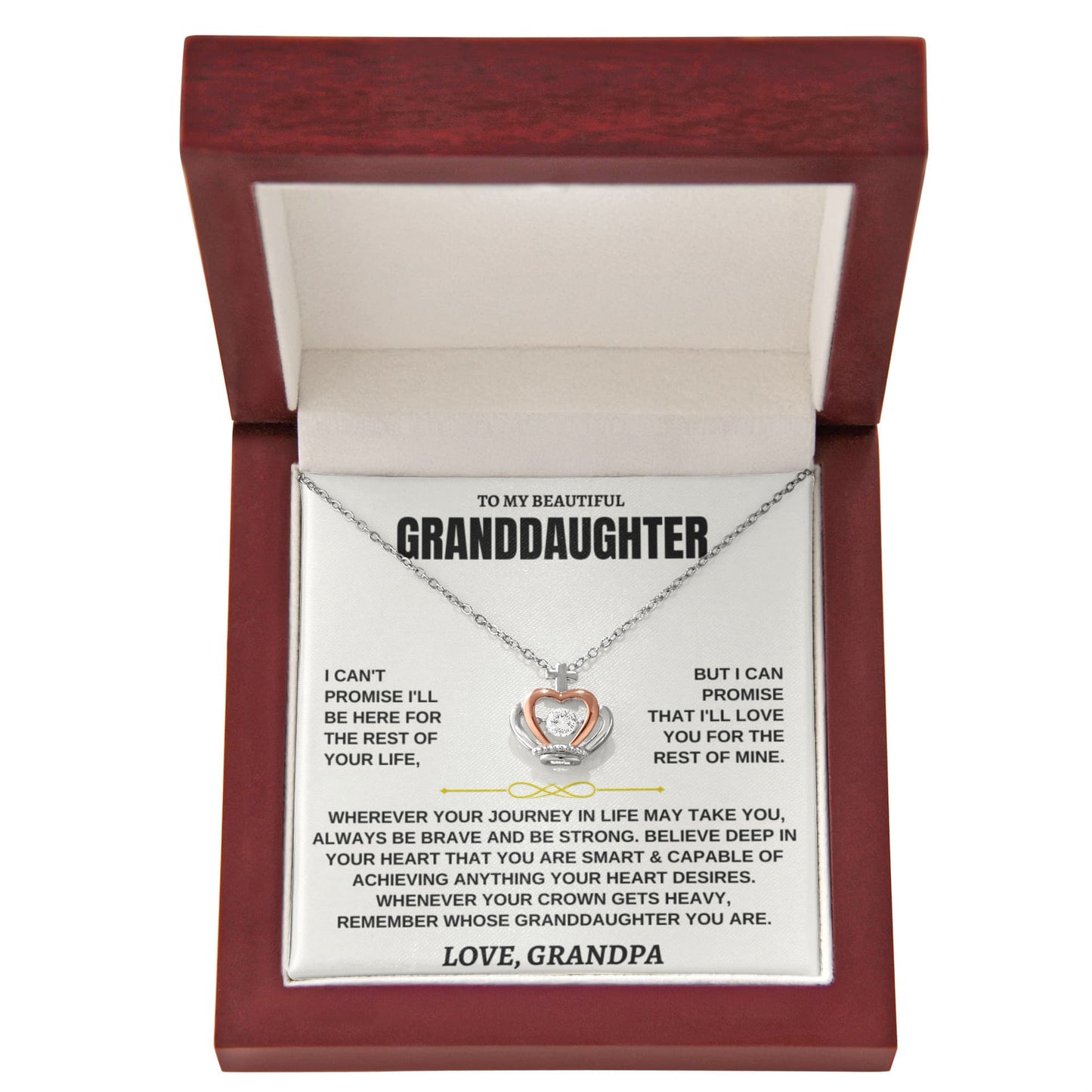 To My Granddaughter Necklace – Jewelry for Granddaughter on Graduation Birthday Events from Grandpa – Crown Pendant Necklace