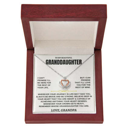 To My Granddaughter Necklace – Jewelry for Granddaughter on Graduation Birthday Events from Grandpa – Crown Pendant Necklace