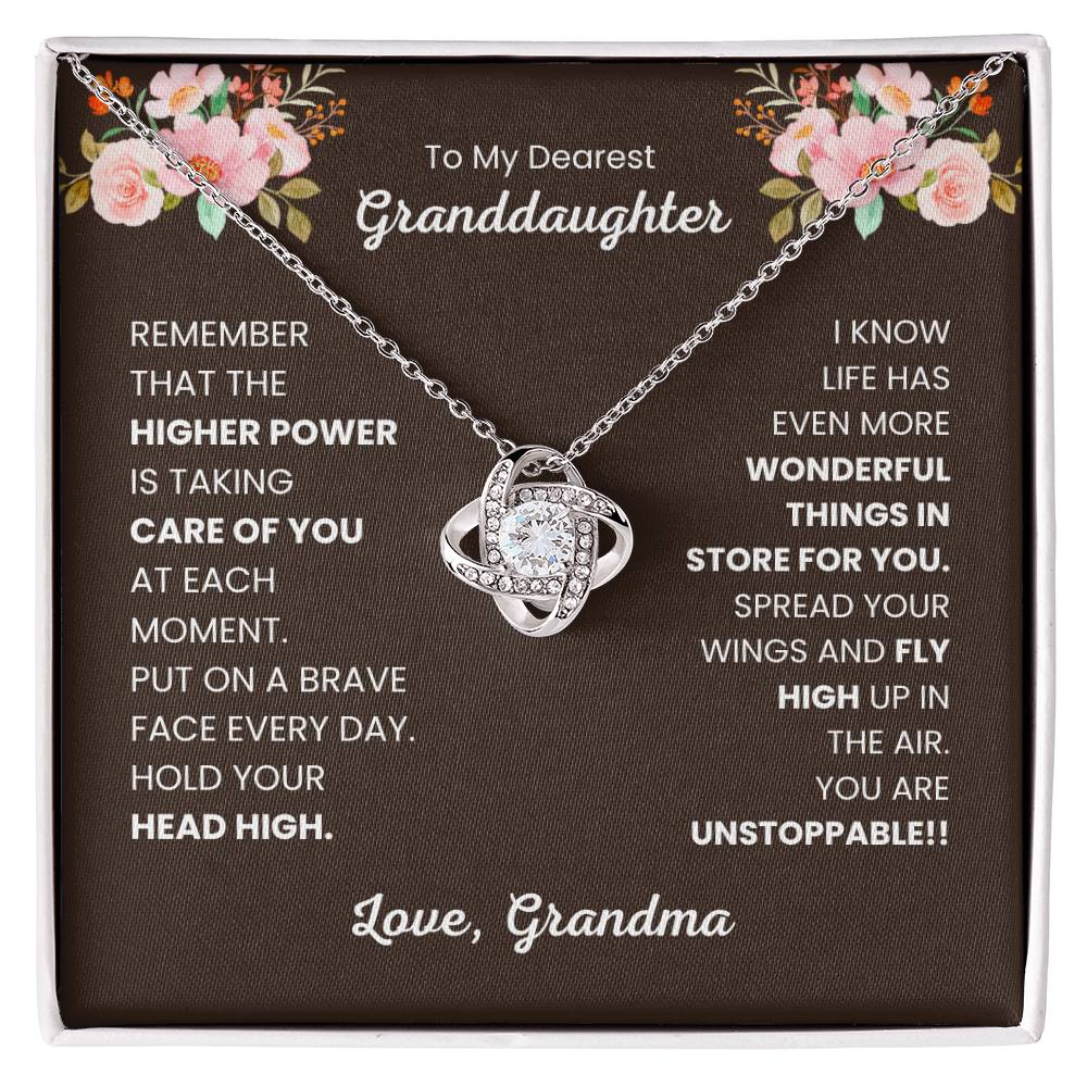 To My Granddaughter Necklace – Birthday & Graduation Gift from Grandma – Love Knot Necklace