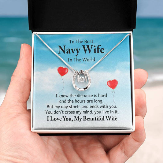 To My Navy Wife Necklace - Romantic Jewelry for Valentine’s Day & Anniversaries - Lucky In Love Necklace