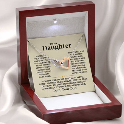 To My Beautiful Daughter Necklace - I Believe In You - Present for Daughter from Dad - Interlocking Hearts Necklace