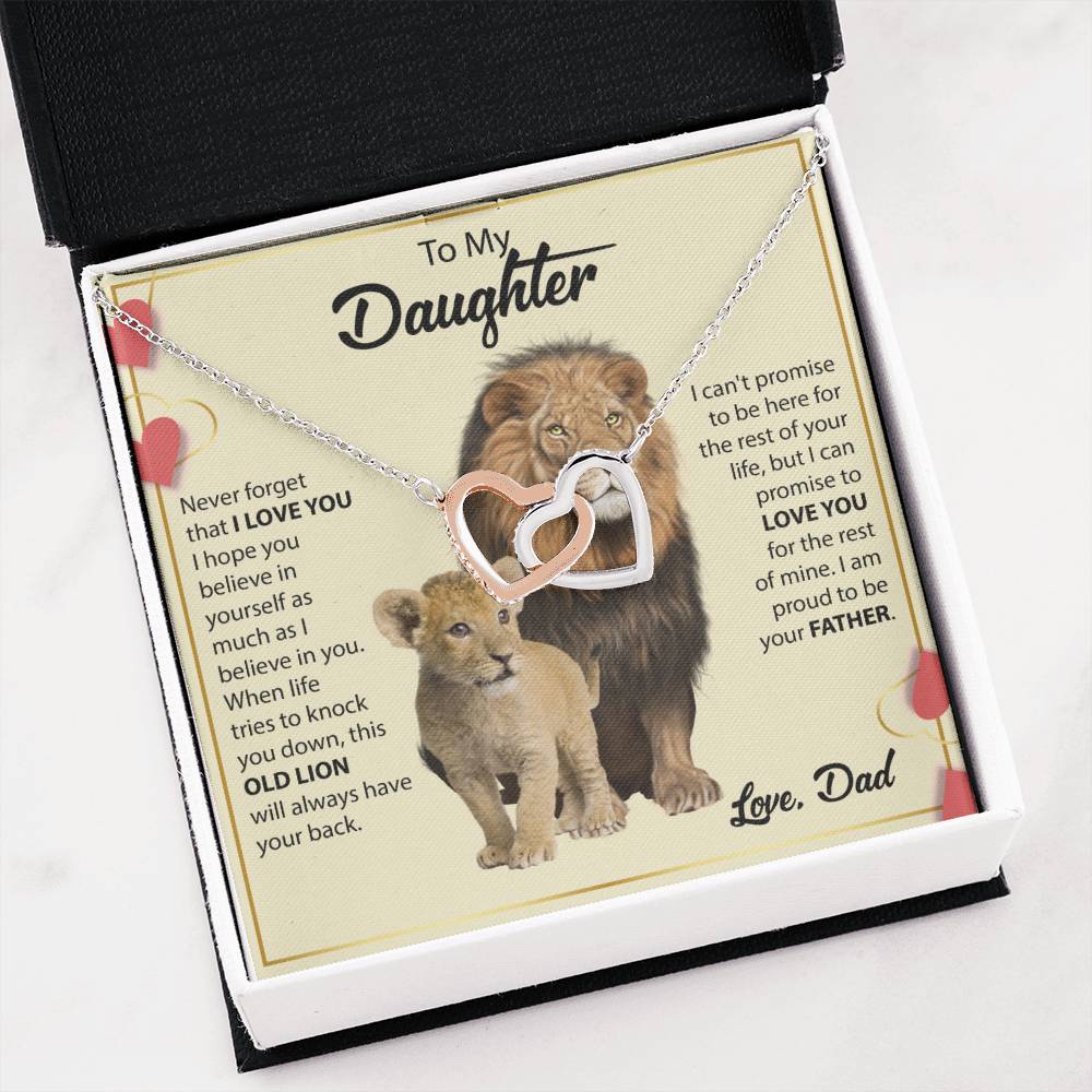 To My Daughter Necklace - Heartfelt Gift from Dad for Birthday, Graduation & Proud Dad Moments - Interlocking Hearts Necklace