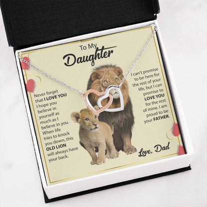 To My Daughter Necklace - Heartfelt Gift from Dad for Birthday, Graduation & Proud Dad Moments - Interlocking Hearts Necklace