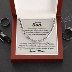 Cuban Link Chain Necklace, Gifts for Son, Stylish Jewelry for Him, Birthday & Graduation Gift, To My Son