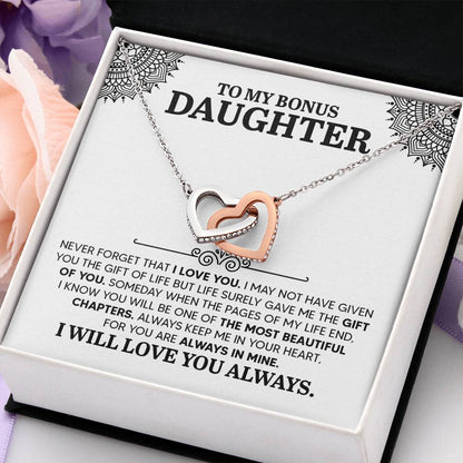 To My Daughter Necklace – Gift for Daughter’s Birthday and Graduation – Interlocking Hearts Necklace