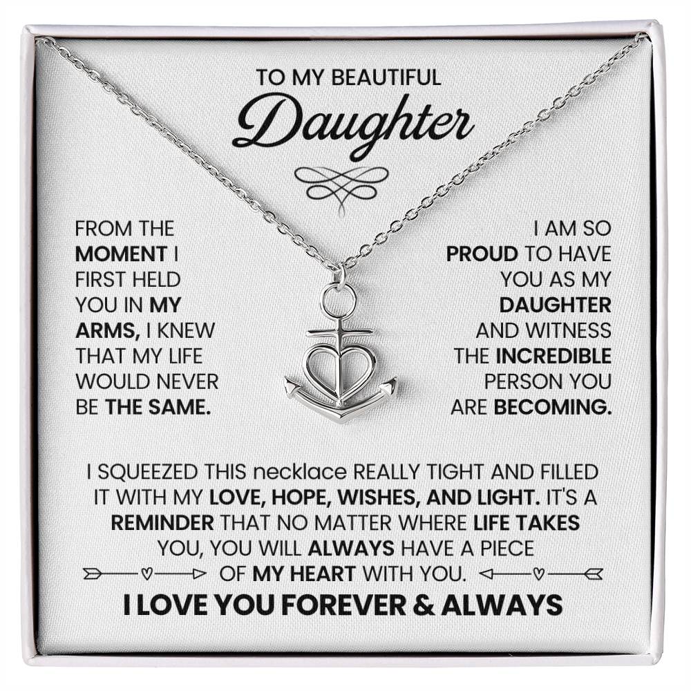 To My Daughter Necklace - Unique Daughter Gift for Christmas & Special Days - Anchor Pendant Necklace