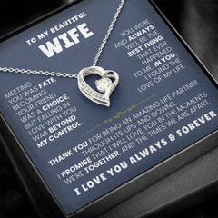 Luxury Wife Necklace Gift, Romantic Anniversary & Valentine’s Day Jewelry, To My Beautiful Wife