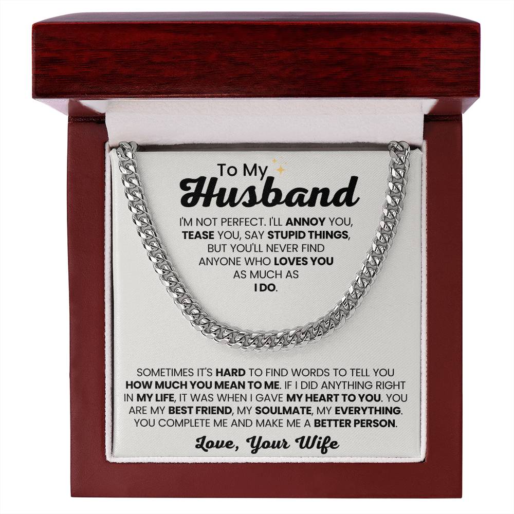 To My Husband Gift from Wife - I am not perfect - Christmas, Birthday & Valentine’s Day Gift for Him