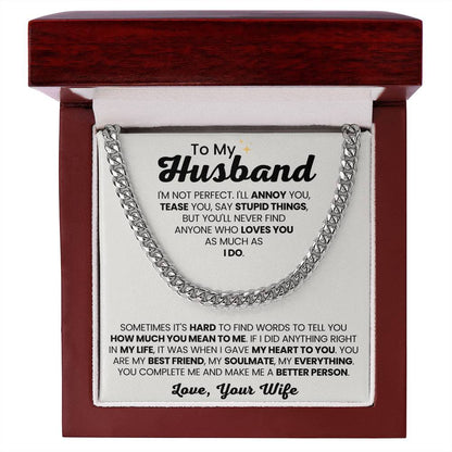 To My Husband Gift from Wife - I am not perfect - Christmas, Birthday & Valentine’s Day Gift for Him