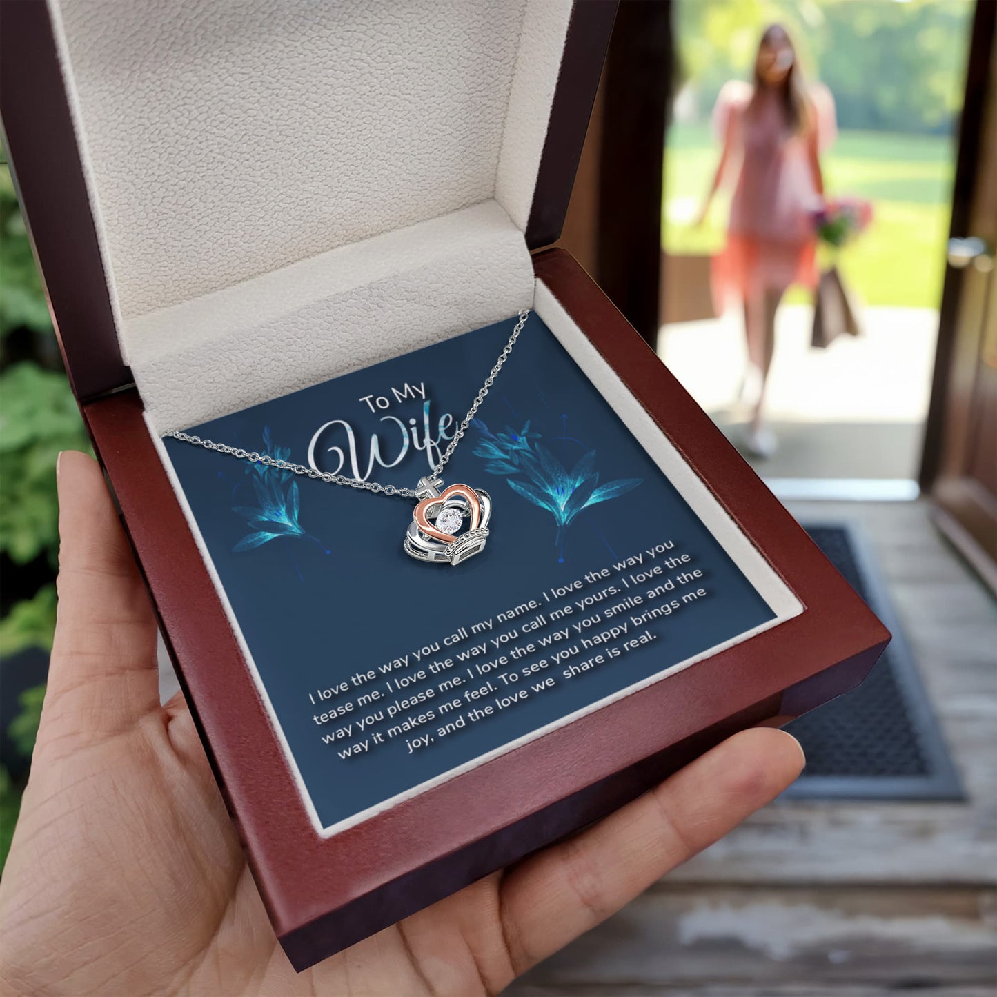 To My Wife Necklace - Emotional Husband-to-Wife Gift for Anniversary, Birthday & Valentine’s Day - Crown Pendant Necklace