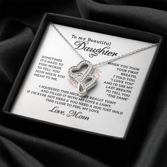 To My Daughter Necklace - Sentimental Jewelry Gift from Mom for Graduation & Life Achievements - Heart-to-heart Pendant Necklace