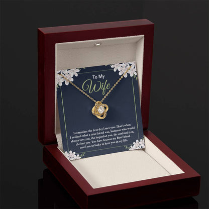 To My Wife Necklace - Sweetest Gift for Wife from Husband for Valentine’s Day, Anniversary & Birthday Joy - Love Knot Necklace