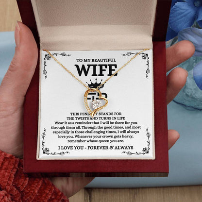 To My Beautiful Wife Necklace - Emotional Jewelry for Wife from Husband to Celebrate Love on Valentine’s Day & Beyond - Forever Love Necklace