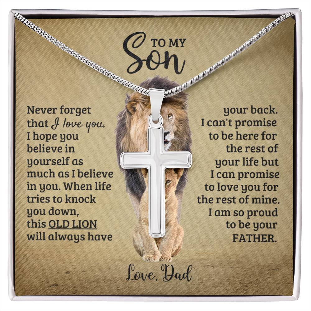To My Son - Son Present from Dad - I am so proud to be your father - Artisan Cross Necklace
