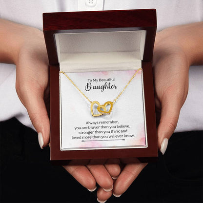 To My Daughter Necklace – Birthday Christmas Gift Necklace for Daughter – Interlocking Hearts Necklace