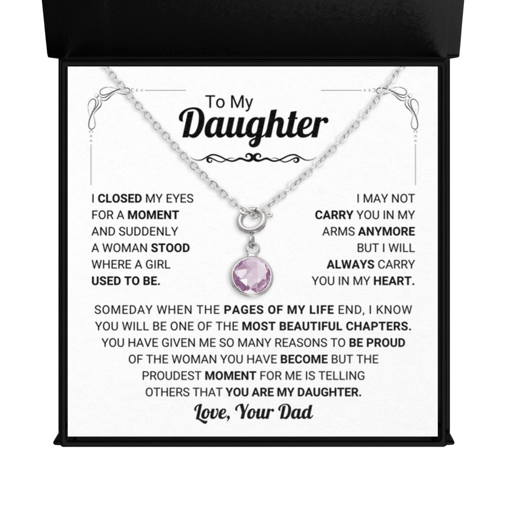 June Daughter Birthstone Necklace from Dad