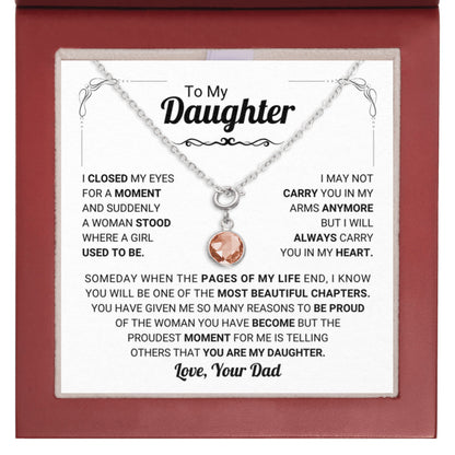 October Daughter Birthstone Necklace from Dad - Leather Box