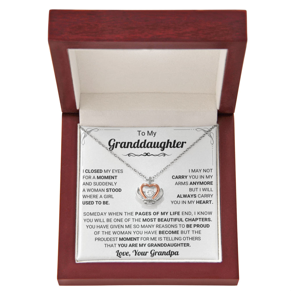 To My Granddaughter Necklace – Granddaughter Birthday Graduation Jewelry – Crown Pendant Necklace