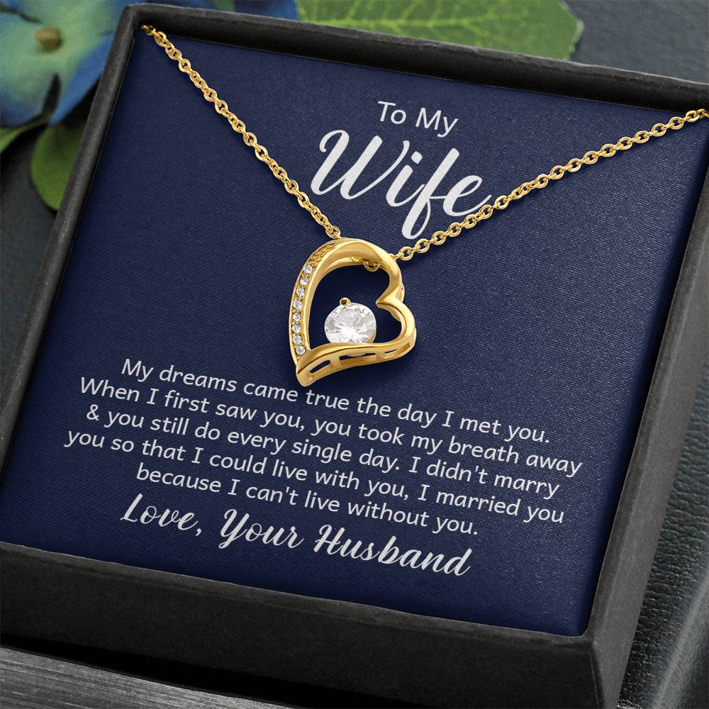 To My Wife Necklace - Romantic Anniversary & Valentine’s Day Jewelry Gift from Husband to Wife - Forever Love Necklace
