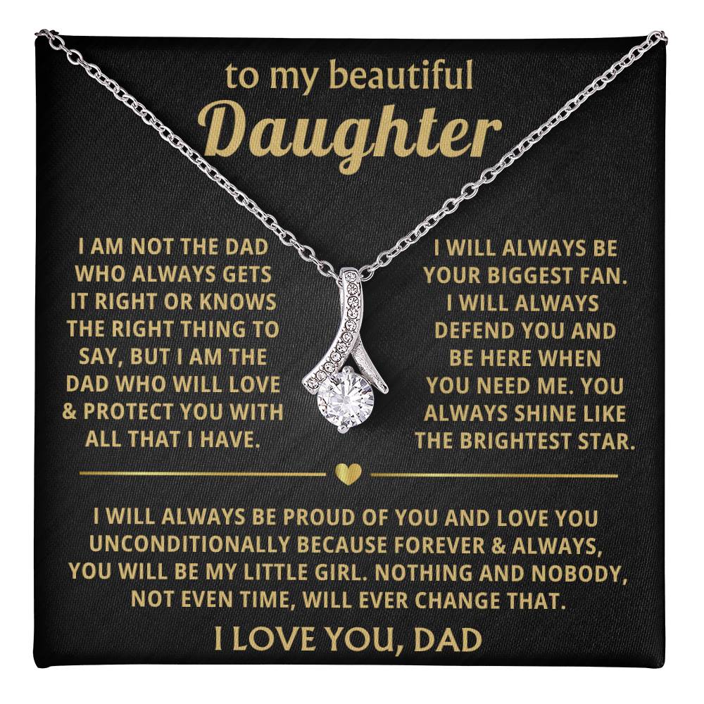 To My Daughter Necklace - Proud Dad to Daughter Jewelry for Birthday, Graduation & Special Celebrations - Alluring Beauty Necklace