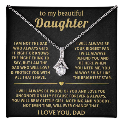 To My Daughter Necklace - Proud Dad to Daughter Jewelry for Birthday, Graduation & Special Celebrations - Alluring Beauty Necklace