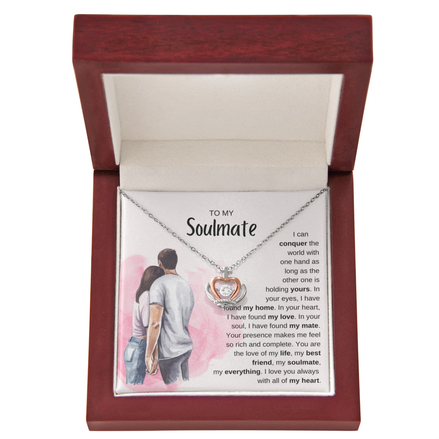 To My Soulmate Necklace - Best Soulmate Gift Idea for Valentine’s Day & Everyday Romance - Crown Pendant Necklace