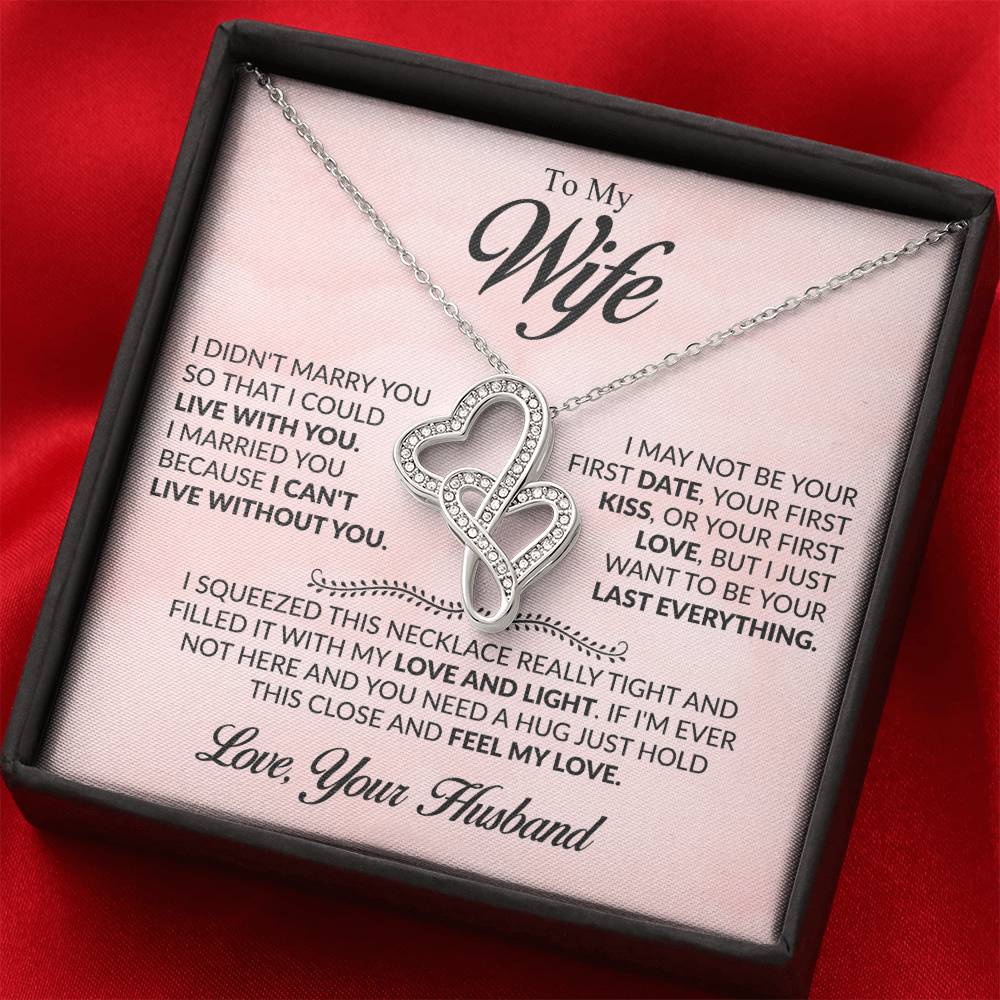 To My Wife Necklace - Emotional Jewelry Gift for Wife from Husband to Celebrate Love Every Day - Heart-to-heart Pendant Necklace